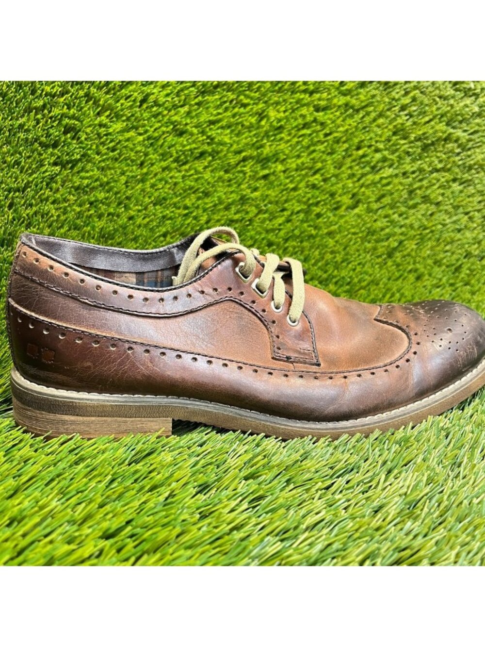 Bed Stu Beacon Mens Size 9 Brown Classic Leather Lace Up Wingtip Oxford Shoes